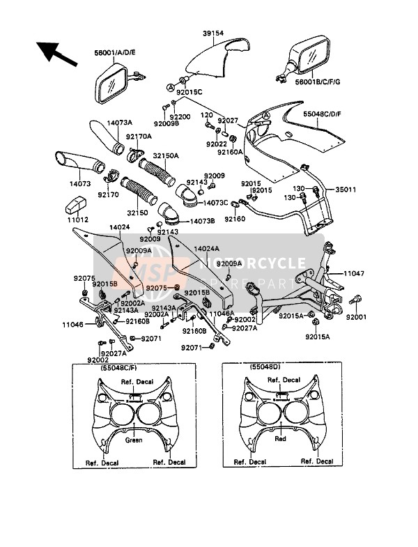 5504853537F, Cowling., Upp, L.Green, Kawasaki, 0