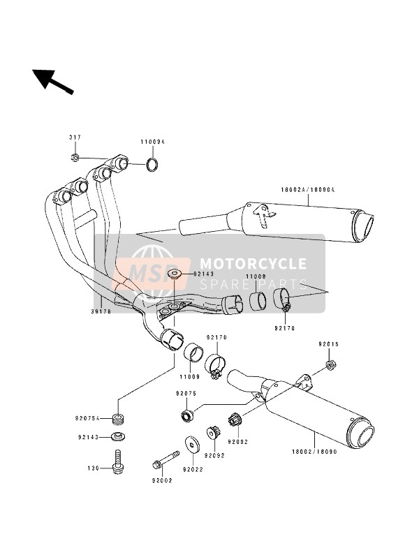 Kawasaki ZZ-R600 1990 Muffler for a 1990 Kawasaki ZZ-R600