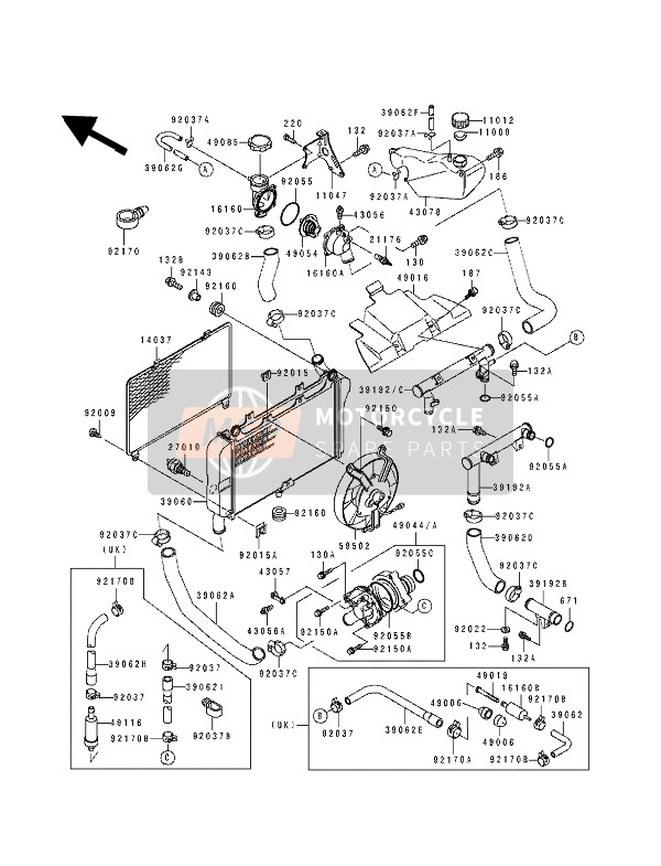 390621546, HOSE-COOLING,PUMP-CYLINDER, Kawasaki, 0