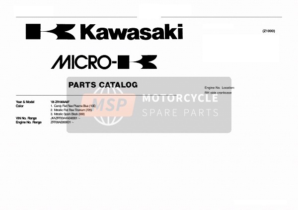Kawasaki Z1000 2006 Identificación del modelo para un 2006 Kawasaki Z1000