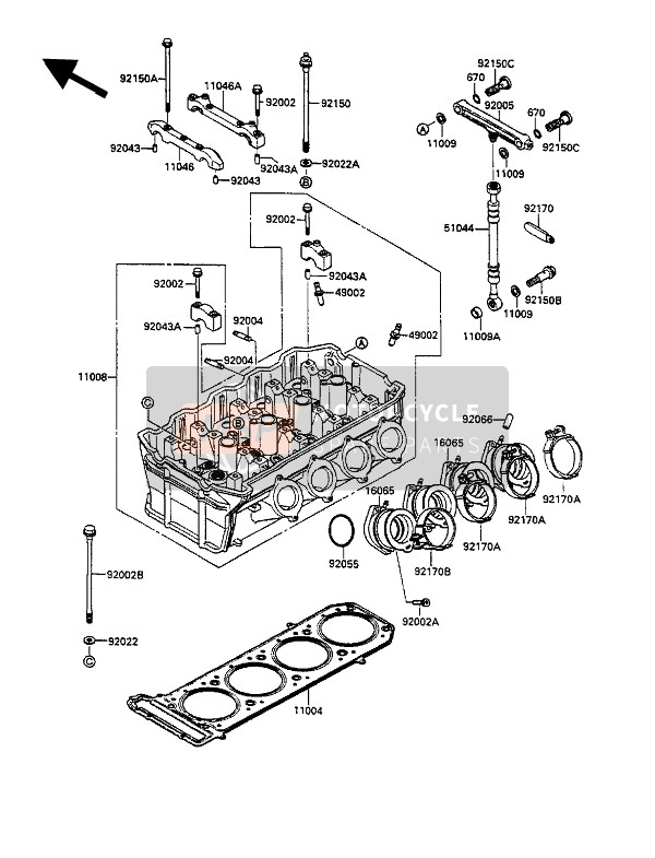 Kawasaki ZZ-R1100 1990 Cylinder Head for a 1990 Kawasaki ZZ-R1100