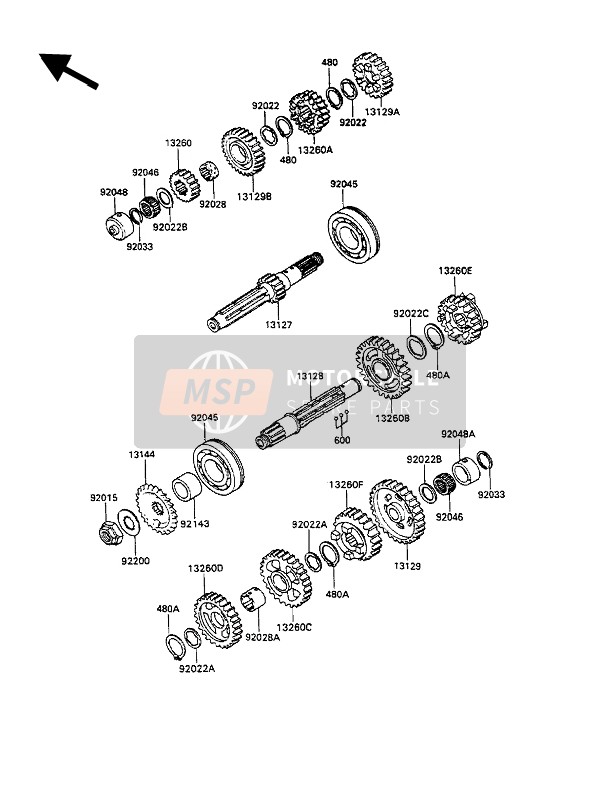 132601301, Gear,Input 3RD&4TH,22T&24T, Kawasaki, 0