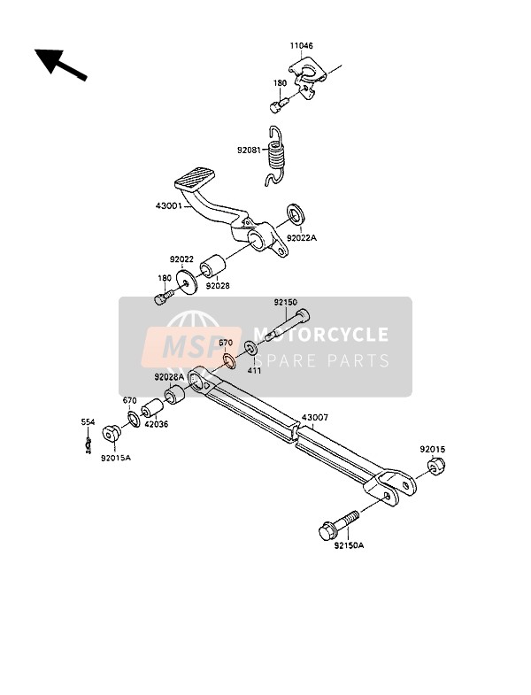 Kawasaki ZZ-R1100 1990 Brake Pedal for a 1990 Kawasaki ZZ-R1100