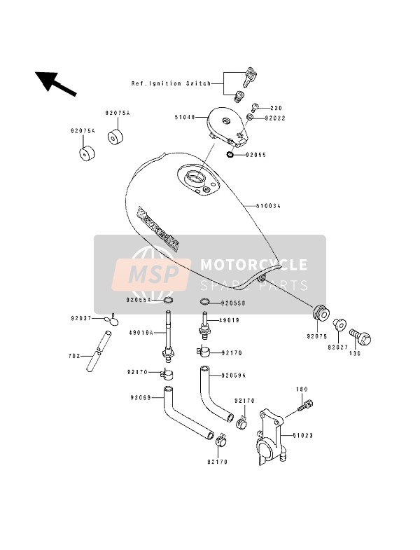 Kawasaki EL250E 1991 Serbatoio di carburante per un 1991 Kawasaki EL250E