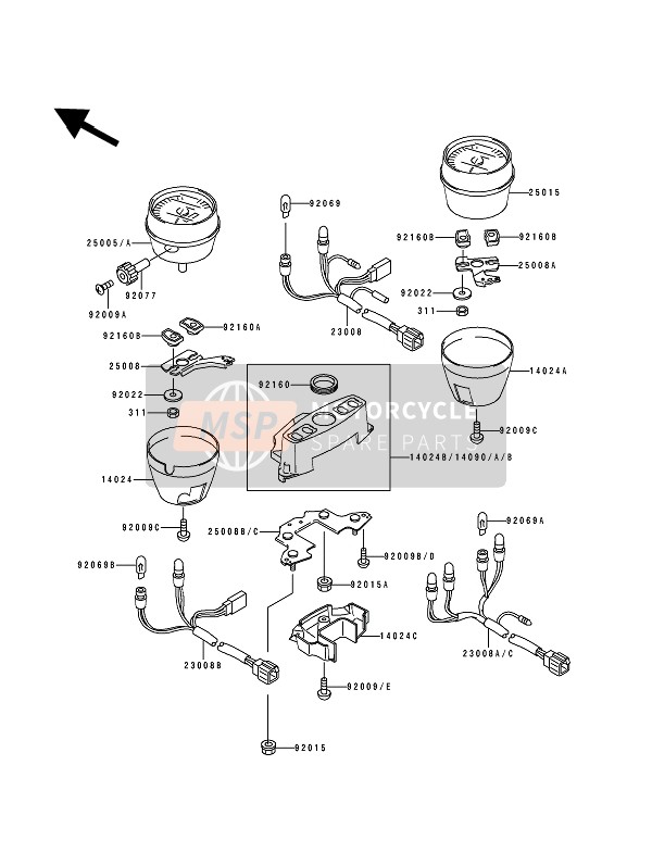 250151298, Tachometer,X1000R/MIN, Kawasaki, 0