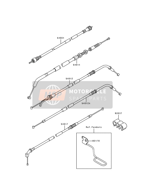 540120008, CABLE-THROTTLE,Openin ZR400-G6, Kawasaki, 0