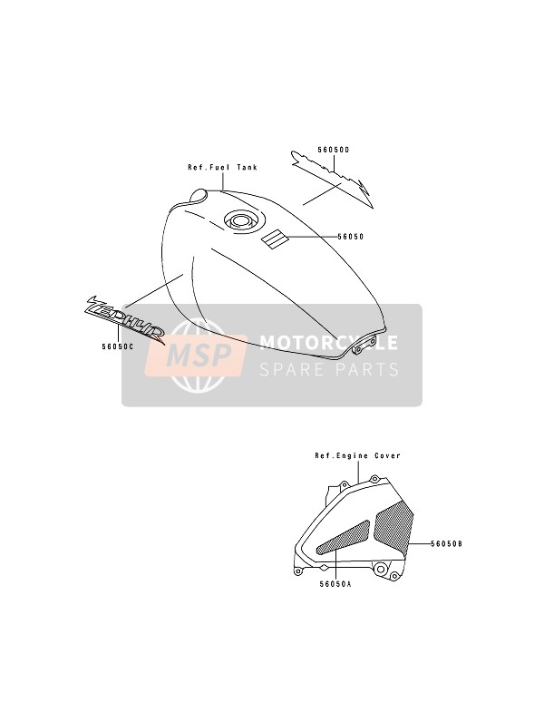 560501546, Mark,Fuel Tank,Rh,Zephyr, Kawasaki, 0