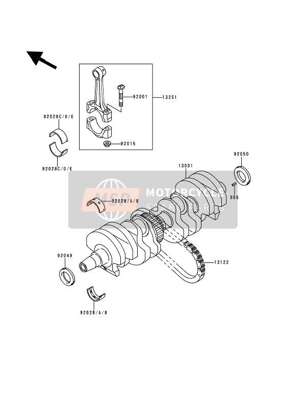 Kawasaki ZEPHYR 750 1991 Crankshaft for a 1991 Kawasaki ZEPHYR 750