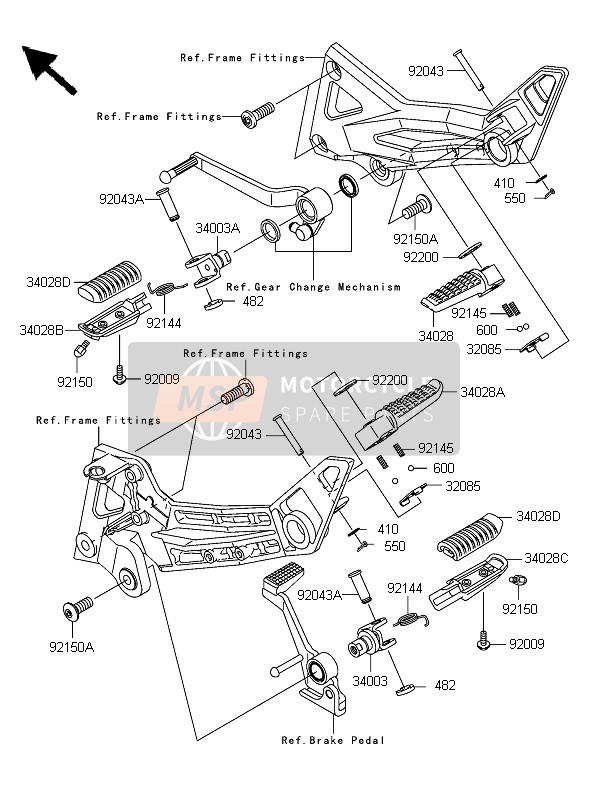 Kawasaki Z1000 2006 Footrests for a 2006 Kawasaki Z1000