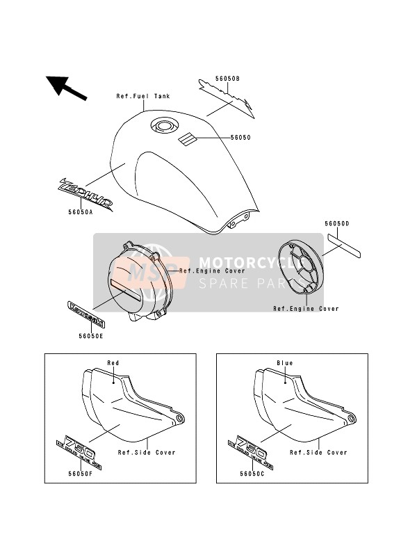 560501575, Mark, Fuel Tank, Lh, Zep, Kawasaki, 0