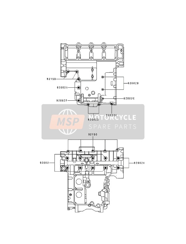 Kawasaki ZXR400 1991 Crankcase Bolt Pattern for a 1991 Kawasaki ZXR400