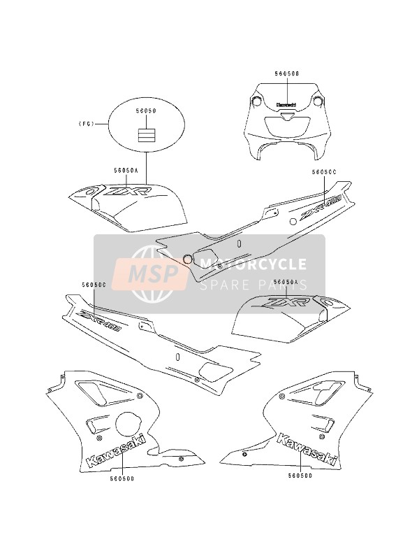 Kawasaki ZXR400 1991 Decal (Blue) for a 1991 Kawasaki ZXR400