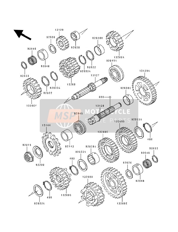 132601029, Gear,Output 4TH,29T, Kawasaki, 2