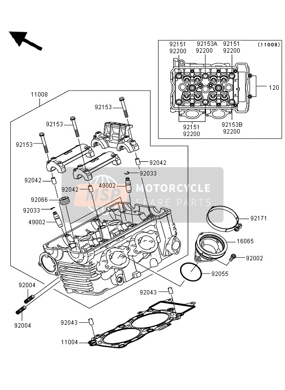 Kawasaki VERSYS 2008 Cylinder Head for a 2008 Kawasaki VERSYS