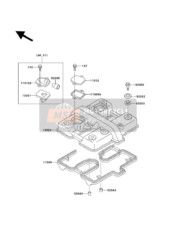 Kawasaki EN500 1992 Cylinder Head Cover for a 1992 Kawasaki EN500