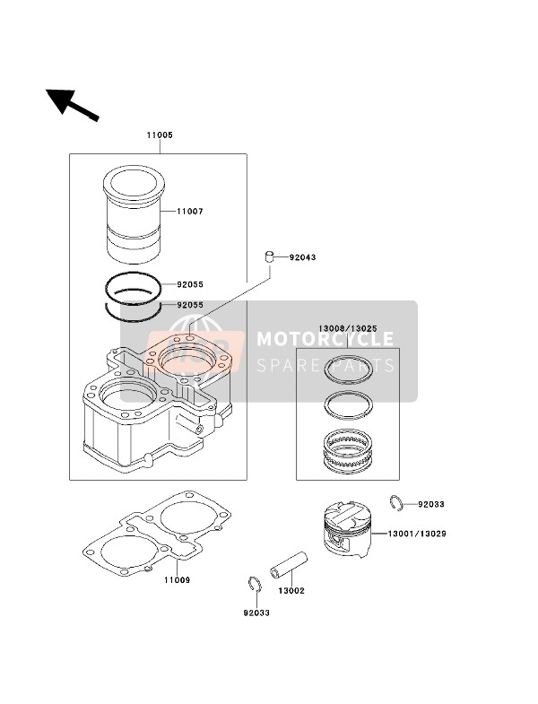 Kawasaki EN500 1992 Cylindre & Piston pour un 1992 Kawasaki EN500