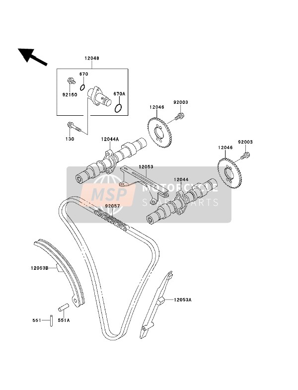 Kawasaki EN500 1992 Camshaft & Tensioner for a 1992 Kawasaki EN500