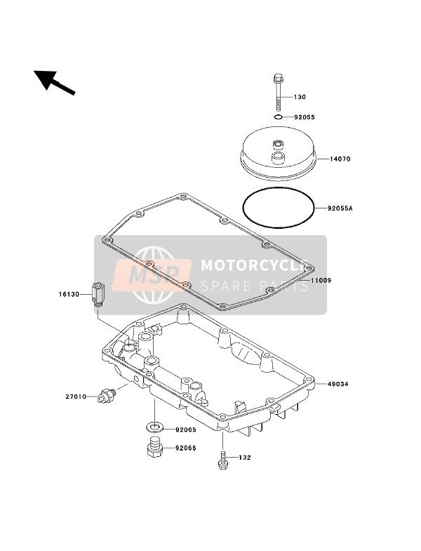 Kawasaki EN500 1992 Breather Body & Coppa dell'olio per un 1992 Kawasaki EN500