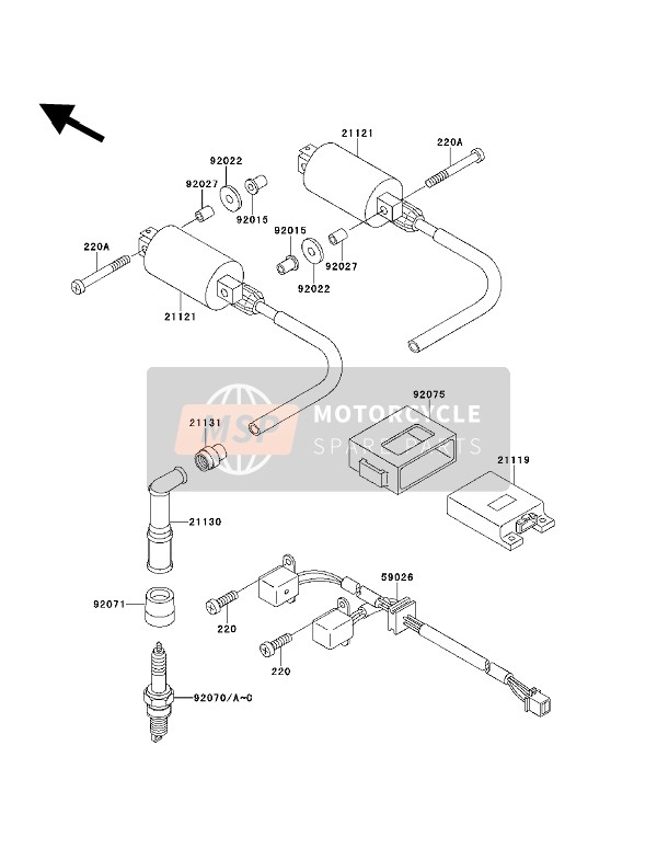 Kawasaki EN500 1992 Ignition Coil for a 1992 Kawasaki EN500