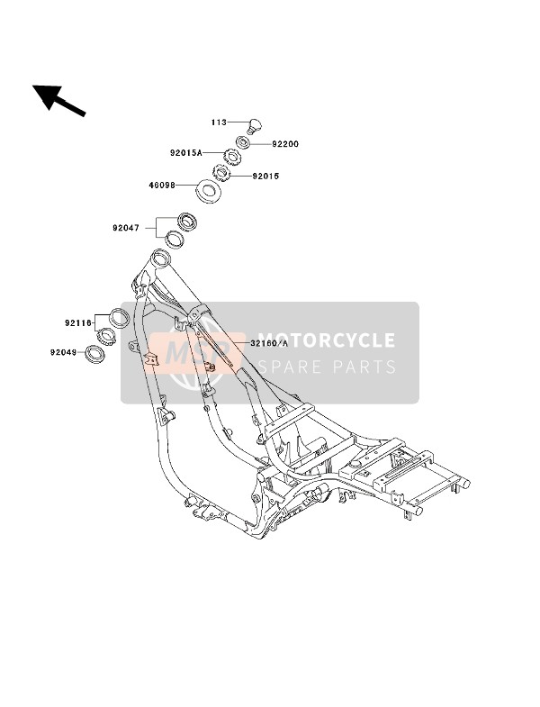 Kawasaki EN500 1992 Telaio per un 1992 Kawasaki EN500