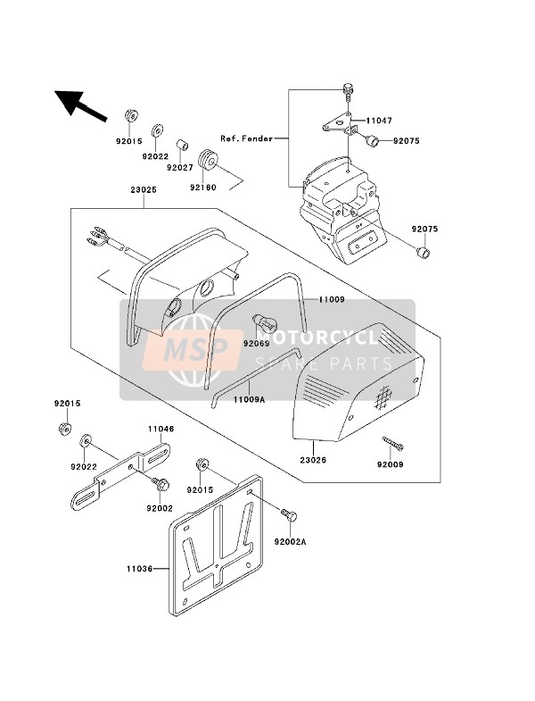 Kawasaki EN500 1992 Tail Lamp for a 1992 Kawasaki EN500