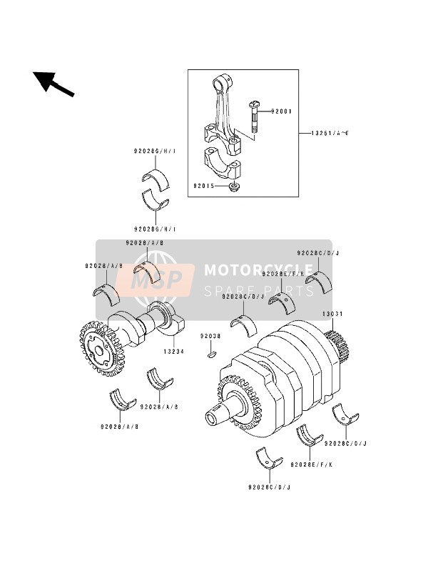 Kawasaki GPX250R 1992 Crankshaft for a 1992 Kawasaki GPX250R