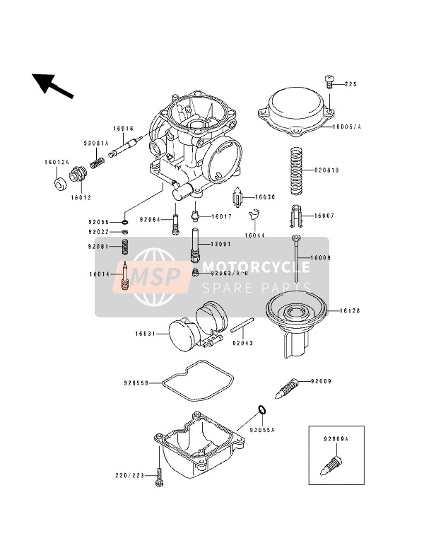 Kawasaki GPX250R 1992 Parti del carburatore per un 1992 Kawasaki GPX250R