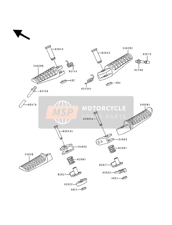 Kawasaki GPX250R 1992 Repose-Pieds pour un 1992 Kawasaki GPX250R