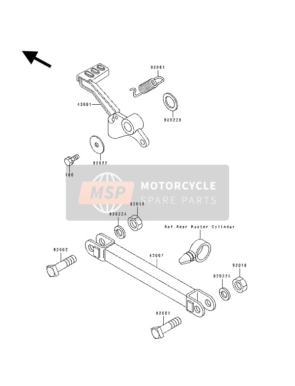 Kawasaki GPX250R 1992 BREMSPEDAL für ein 1992 Kawasaki GPX250R