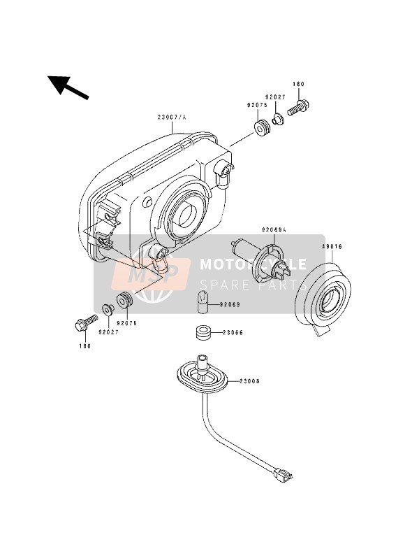 Kawasaki GPX250R 1992 Koplamp(S) voor een 1992 Kawasaki GPX250R