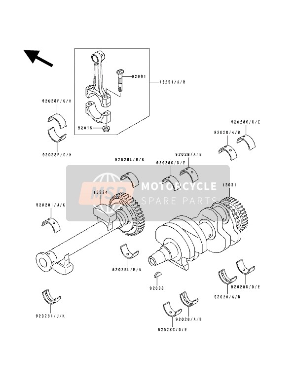 Kawasaki GPZ500S 1992 Crankshaft for a 1992 Kawasaki GPZ500S