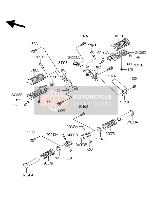 Kawasaki ELIMINATOR 125 2003 Reposapiés para un 2003 Kawasaki ELIMINATOR 125