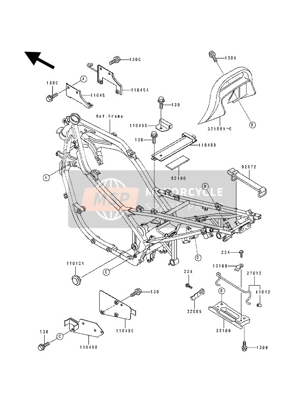 321091156L1, GRIP-FRAME,Tail,C.C.Red, Kawasaki, 0