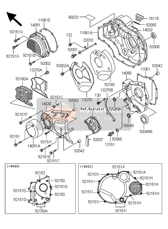 Kawasaki ZRX1200R 2006 Cubierta del motor para un 2006 Kawasaki ZRX1200R