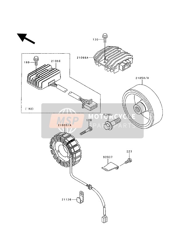 Kawasaki GT750 1992 GENERATOR für ein 1992 Kawasaki GT750