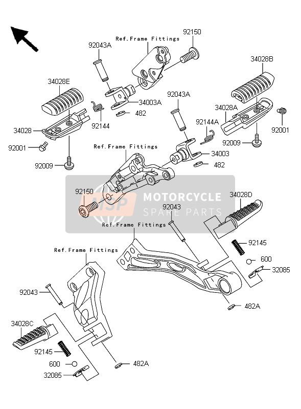 Kawasaki ZRX1200R 2006 Repose-Pieds pour un 2006 Kawasaki ZRX1200R