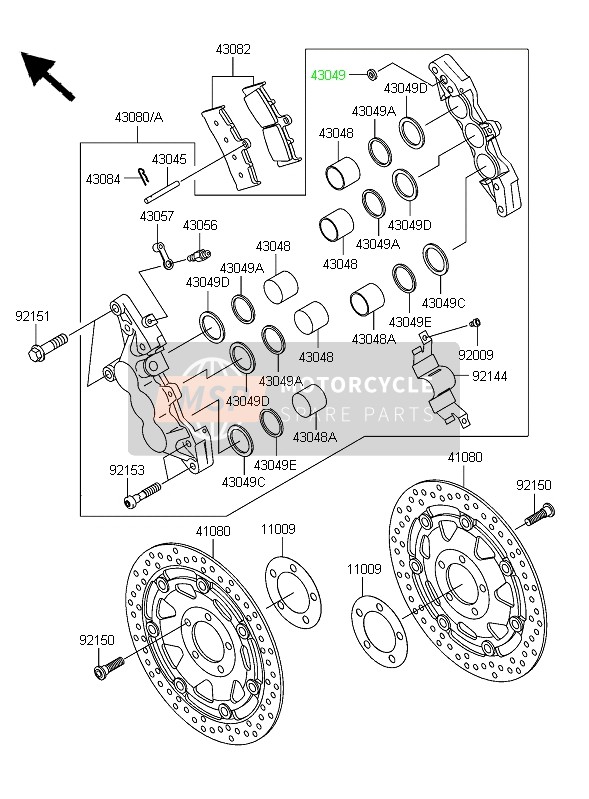 Kawasaki ZRX1200R 2006 Freno anteriore per un 2006 Kawasaki ZRX1200R