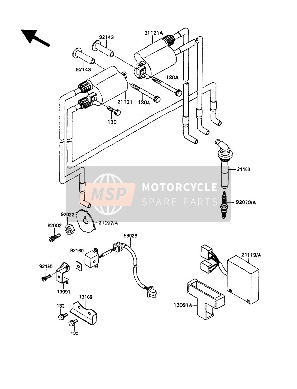 Kawasaki ZZ-R1100 1992 Ignition Coil for a 1992 Kawasaki ZZ-R1100