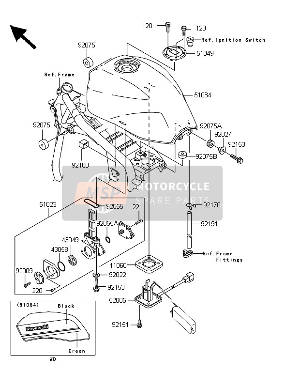 510845111747, TANK-COMP-FUEL,Green/black, Kawasaki, 0