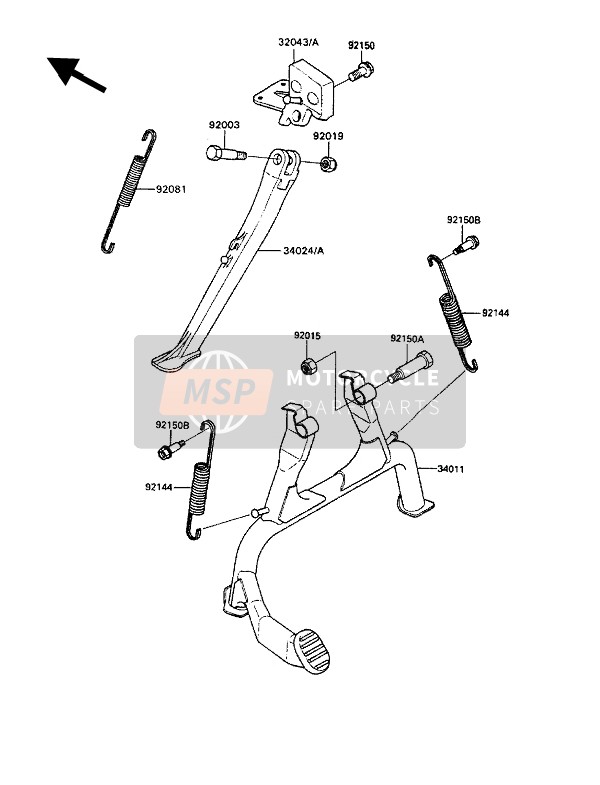 92003079, Bolt,Side Stand, Kawasaki, 1