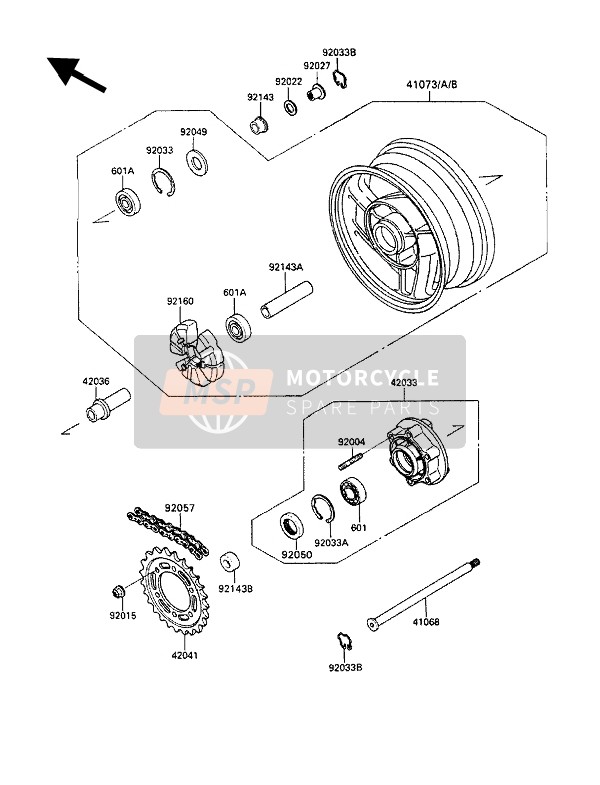 Kawasaki ZZ-R1100 1992 Rear Hub for a 1992 Kawasaki ZZ-R1100