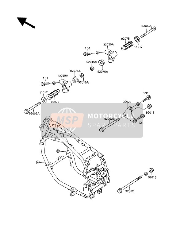 Kawasaki GPX600R 1993 RAHMENBESCHLÄGE für ein 1993 Kawasaki GPX600R