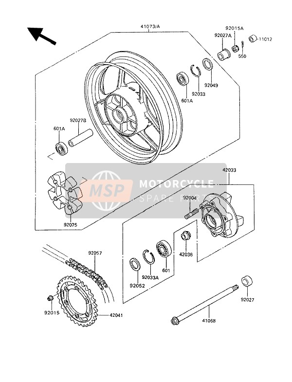 Kawasaki GPX600R 1993 Rear Hub for a 1993 Kawasaki GPX600R