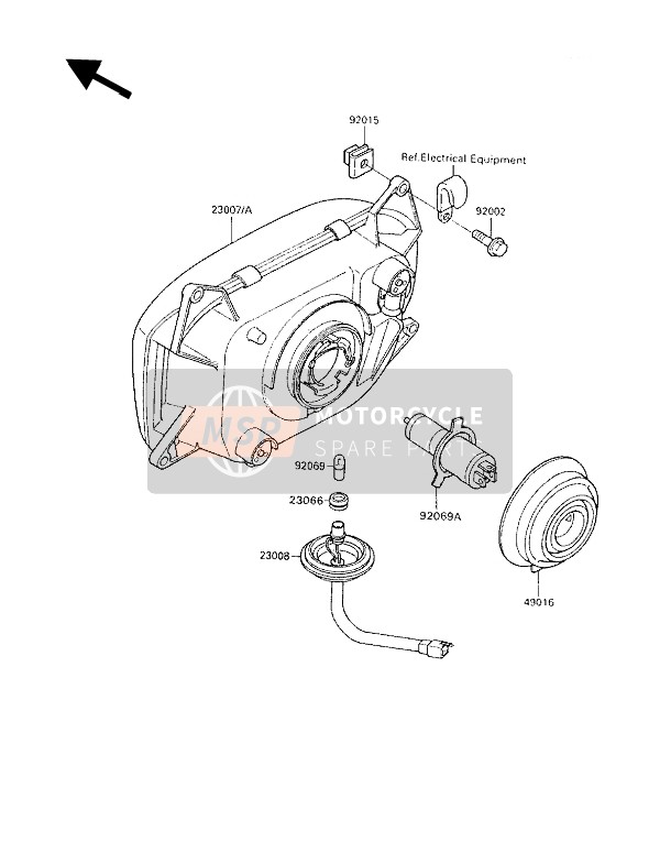 230071308, LENS-COMP,Head Lamp, Kawasaki, 1