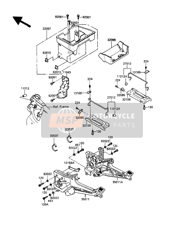 Kawasaki GPZ900R 1993 Compartiment des piles pour un 1993 Kawasaki GPZ900R