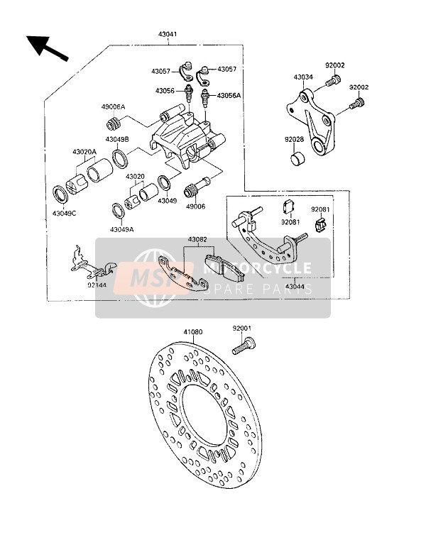 Kawasaki GPZ900R 1993 BREMSSATTEL HINTEN für ein 1993 Kawasaki GPZ900R