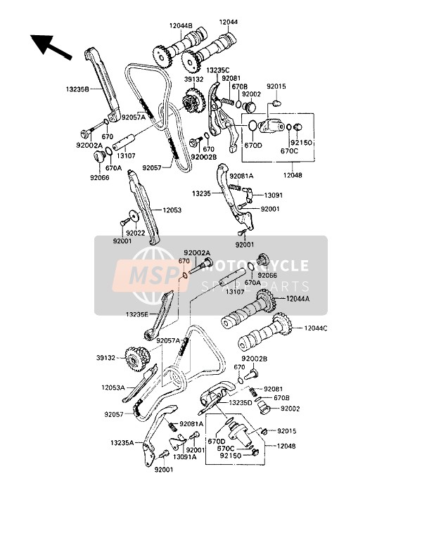 Kawasaki VN750 TWIN 1993 Camshaft & Tensioner for a 1993 Kawasaki VN750 TWIN