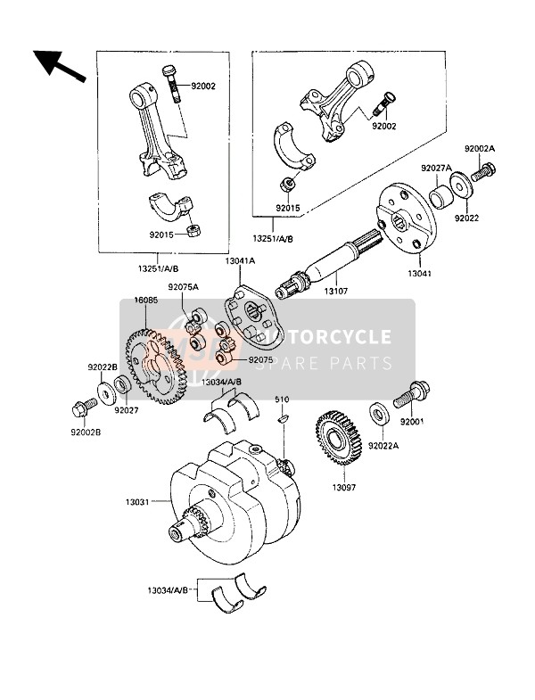 Kawasaki VN750 TWIN 1993 Crankshaft for a 1993 Kawasaki VN750 TWIN