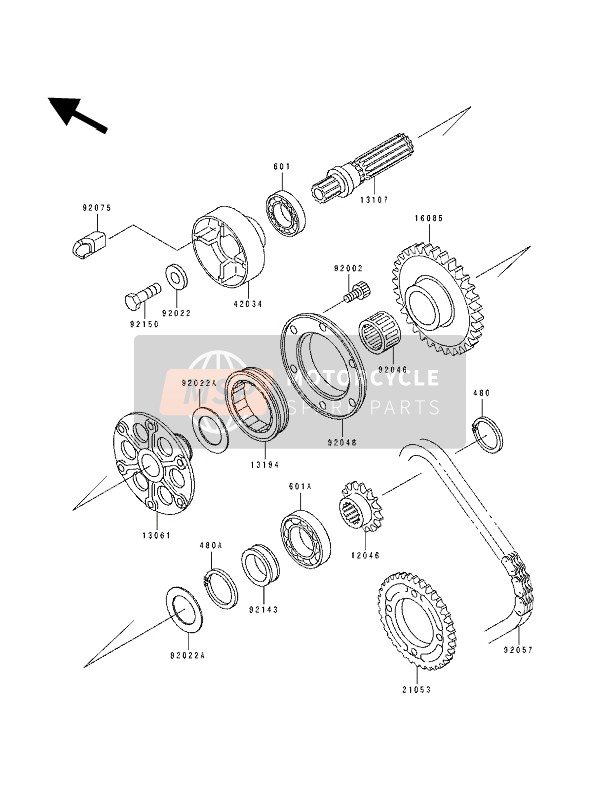 Kawasaki ZXR750 1993 Generator Shaft for a 1993 Kawasaki ZXR750