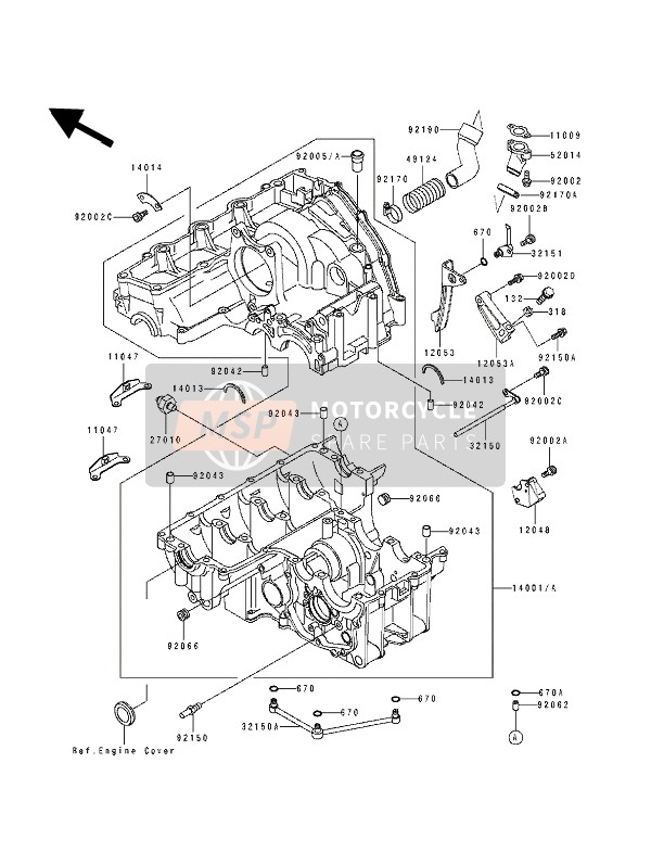 Kawasaki ZXR750 1993 Crankcase for a 1993 Kawasaki ZXR750